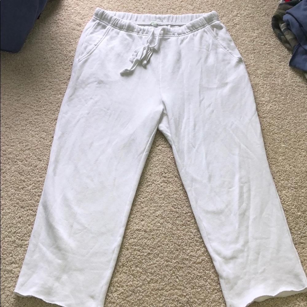 Aerie White Cropped Sweatpants